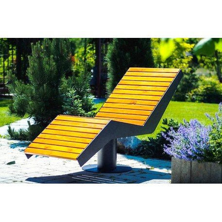 Metalinis gultas, šezlongas su medine gulimaja dalimi 'STF/LM010/MDL'