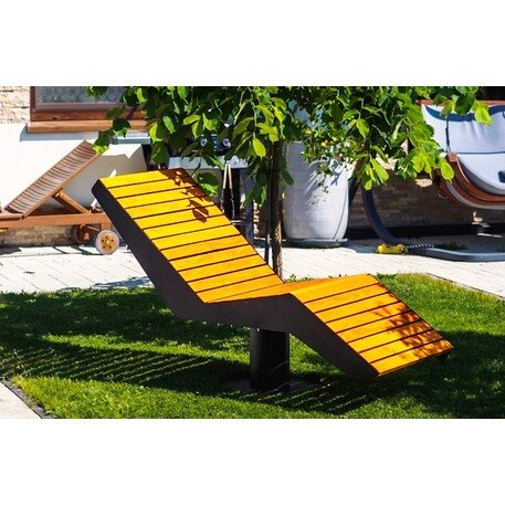 Metalinis gultas, šezlongas su medine gulimaja dalimi 'STF/LM010/MDL'