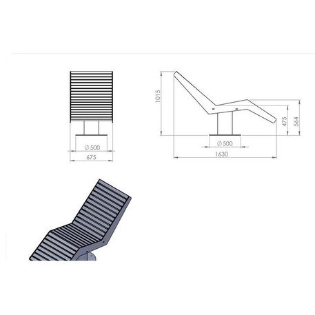 Metalinis gultas, šezlongas su medine gulimaja dalimi 'STF/LM010/MDL'