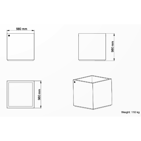 Metalinis lauko vazonas, gėlinė 'Premium / 98x98xH/98cm / BS-404'