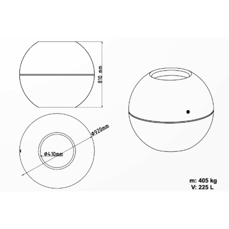 Apvalus betoninis vazonas – gėlinė, padengta smulkia granito skaldele 'Premium / Ø92xH/81cm / BS-362'