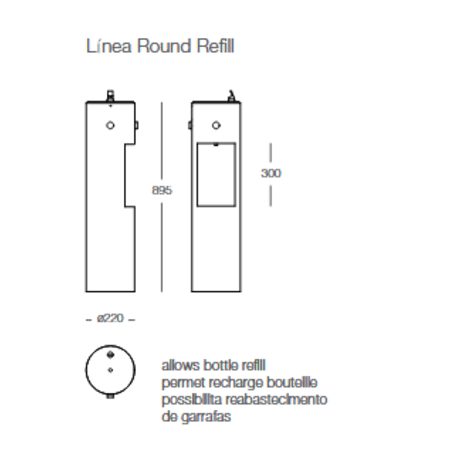 Geriamojo vandens kolonėlė su butelių pildymo funkcija 'Linea / Round Refil Foot-Pedal'
