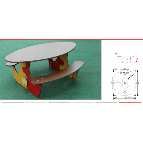 Žaidimų stalas su suolais vaikų aikštelėms 'MO_TA-7011-15'