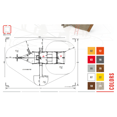  Vaikų žaidimo aikštelės kompleksas, kolekcija 'Piratų laivas / MBG-1225_CI 15-1002-T02'