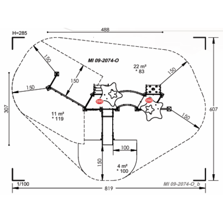 Žaidimų aikštelių kompleksas vaikams nuo 2 metų amžiaus – kolekcija 'MINI / MBG-2278_MI 09-2074-O99'