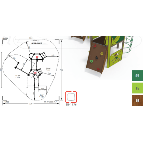 Žaidimų aikštelių kompleksas vaikams nuo 2 metų amžiaus – kolekcija 'MINI / MBG-2223_MI 09-2008-P15'