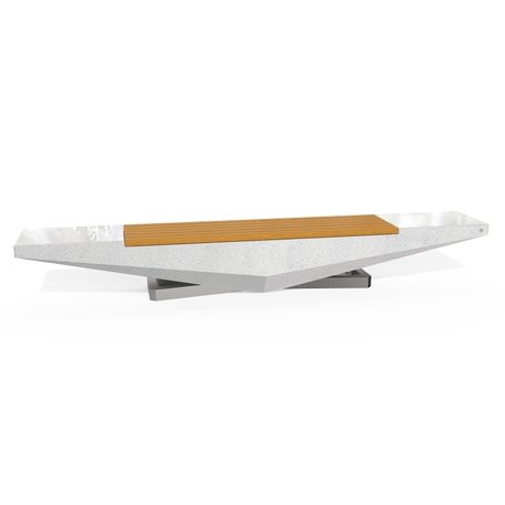 Betoninis suoliukas su natūralaus marmuro ir granito skaldos paviršiumi bei medine sėdima dalimi 'Premium / 330x50xH/45cm / BS-344'