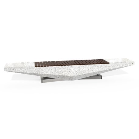 Betoninis suoliukas su natūralaus marmuro ir granito skaldos paviršiumi bei medine sėdima dalimi 'Premium / 330x50xH/45cm / BS-344'