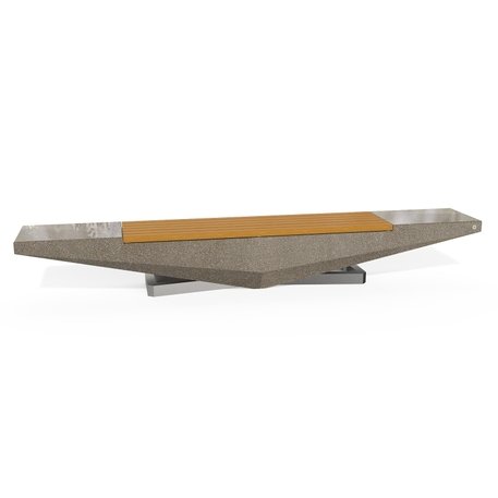 Betoninis suoliukas su natūralaus marmuro ir granito skaldos paviršiumi bei medine sėdima dalimi 'Premium / 330x50xH/45cm / BS-344'