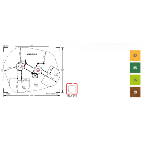 Žaidimų aikštelių kompleksas vaikams nuo 2 metų amžiaus – kolekcija 'MINI / MBG-2243_MI 09-2033-A99'