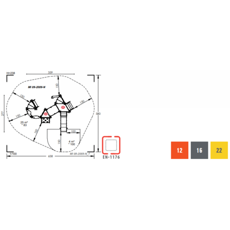 Žaidimų aikštelių kompleksas vaikams nuo 2 metų amžiaus – kolekcija 'MINI / MBG-2301_MI 09-2089-N22'