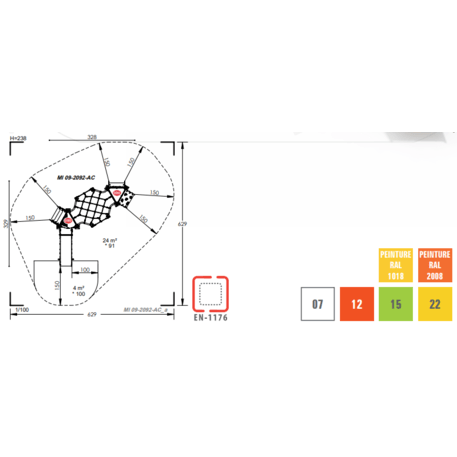 Žaidimų aikštelių kompleksas vaikams nuo 2 metų amžiaus – kolekcija 'MINI / MBG-2304_MI 09-2092-AC07'