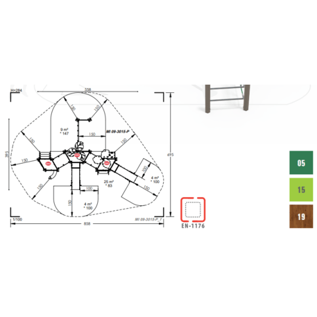 Žaidimų aikštelių kompleksas vaikams nuo 2 metų amžiaus – kolekcija 'MINI / MBG-2327_MI 09-3015-P15'