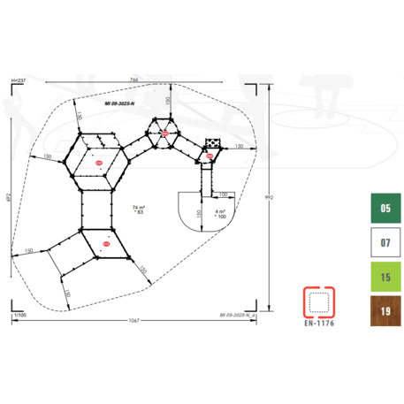 Žaidimų aikštelių kompleksas vaikams nuo 2 metų amžiaus – kolekcija 'MINI / MBG-2337_MI 09-3025-N15'
