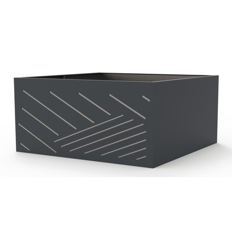 Metalinis lauko vazonas (gėlinė) su dekoratyviniais elementais šonuose 'Planter 10B / 118,8x118,8xH/54cm'