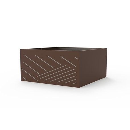 Metalinis lauko vazonas (gėlinė) su dekoratyviniais elementais šonuose 'Planter 10B / 118,8x118,8xH/54cm'