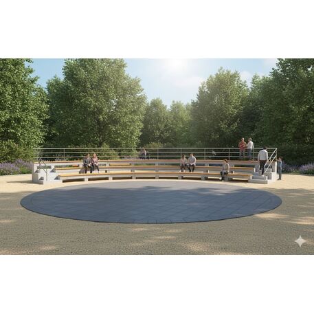 Betoninė tribūna (amfiteatras) iš architektūrinio betono su Iroko mediena 'Premium / STF/28-04-11/MDL'