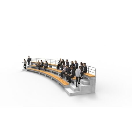 Betoninė tribūna (amfiteatras) iš architektūrinio betono su Iroko mediena 'Premium / STF/28-04-11/MDL'