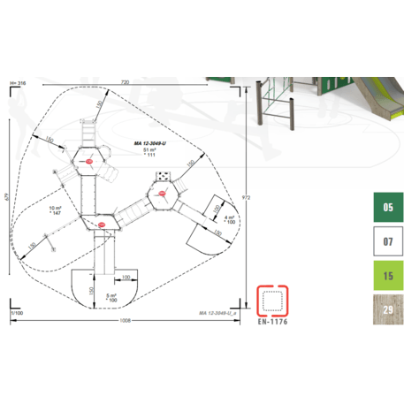Žaidimų aikštelių kompleksas vaikams nuo 2 iki 10 metų amžiaus – kolekcija 'MAXI / MBG-2484_MA 12-3049-U'