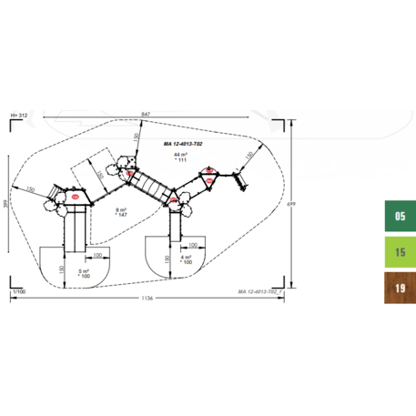 Kompleks placu zabaw dla dzieci od 2. roku życia – kolekcja 'MAXI / MBG-2502_MA 12-4013-T02'