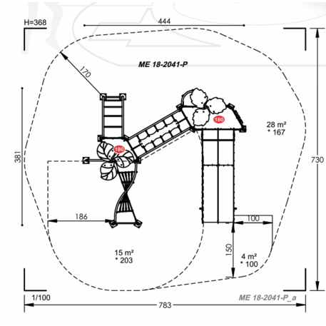 Žaidimų aikštelių kompleksas vaikams nuo 2 iki 12 metų amžiaus – kolekcija 'MEGA / MBG-2565_ME 18-2041-P15'