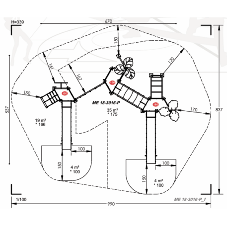 Žaidimų aikštelių kompleksas vaikams nuo 2 iki 12 metų amžiaus – kolekcija 'MEGA / MBG-2574_ME 18-3016-P15'