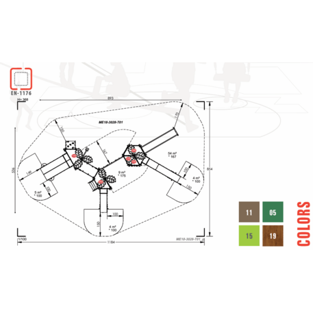 Žaidimų aikštelių kompleksas vaikams nuo 2 iki 12 metų amžiaus – kolekcija 'MEGA / MBG-2584_ME 18-3028-T01'