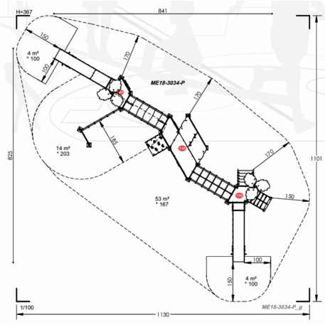 Žaidimų aikštelių kompleksas vaikams nuo 2 iki 12 metų amžiaus – kolekcija 'MEGA / MBG-2590_ME 18-3034-P15'