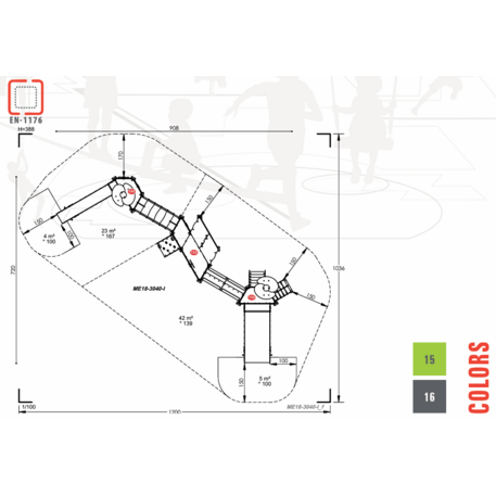 Žaidimų aikštelių kompleksas vaikams nuo 2 iki 12 metų amžiaus – kolekcija 'MEGA / MBG-2599_ME 18-3040-I15'