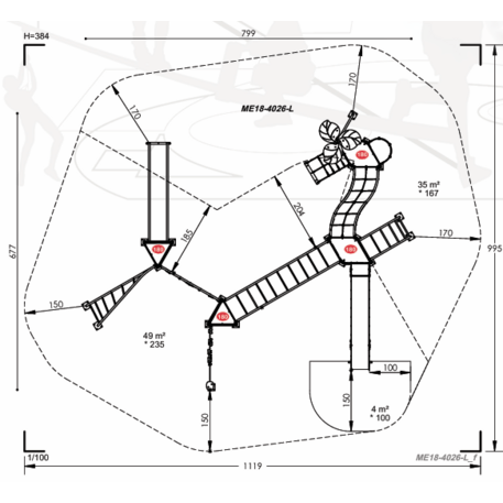 Žaidimų aikštelių kompleksas vaikams nuo 2 iki 12 metų amžiaus – kolekcija 'MEGA / MBG-2619_ME 18-4026-L19'