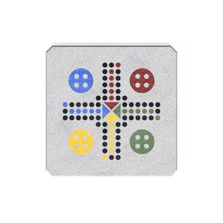 Betoninis šachmatų žaidimo stalas su keturiomis sėdimomis vietomis, šlifuotu terrazzo paviršiumi 'Premium / 190x190xH/75cm / BS-426'