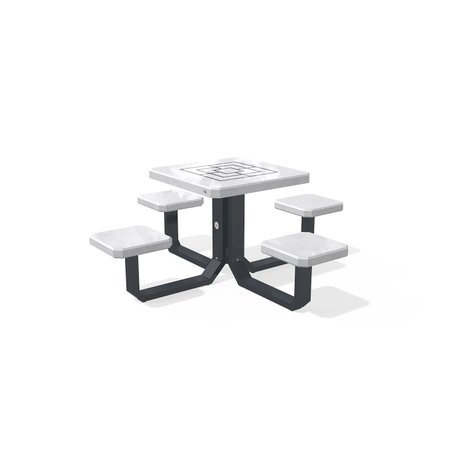 Betoninis šachmatų žaidimo stalas su keturiomis sėdimomis vietomis, šlifuotu terrazzo paviršiumi 'Premium / 190x190xH/75cm / BS-426'