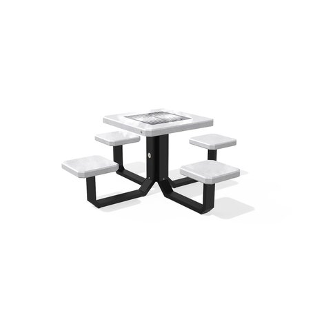 Betoninis šachmatų žaidimo stalas su keturiomis sėdimomis vietomis, šlifuotu terrazzo paviršiumi 'Premium / 190x190xH/75cm / BS-426'