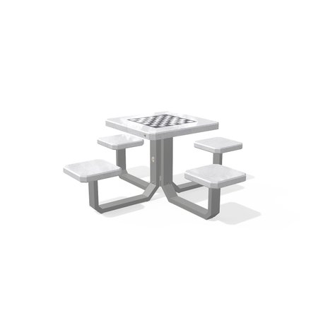 Betoninis šachmatų žaidimo stalas su keturiomis sėdimomis vietomis, šlifuotu terrazzo paviršiumi 'Premium / 190x190xH/75cm / BS-426'