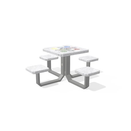 Betoninis šachmatų žaidimo stalas su keturiomis sėdimomis vietomis, šlifuotu terrazzo paviršiumi 'Premium / 190x190xH/75cm / BS-426'