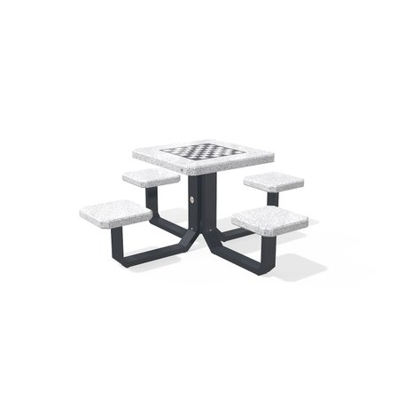 Betoninis šachmatų žaidimo stalas su keturiomis sėdimomis vietomis, šlifuotu terrazzo paviršiumi 'Premium / 190x190xH/75cm / BS-426'