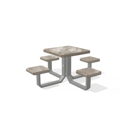 Betoninis šachmatų žaidimo stalas su keturiomis sėdimomis vietomis, šlifuotu terrazzo paviršiumi 'Premium / 190x190xH/75cm / BS-426'