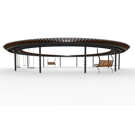 Metalinė pergolė su supynėmis ir suolais iš iroko medienos 'Premium Collection / STF/28-31-09_01/MDL'