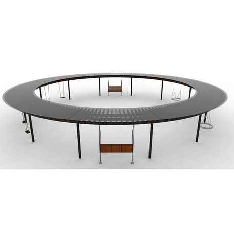 Metalinė pergolė su supynėmis ir suolais iš iroko medienos 'Premium Collection / STF/28-31-09_01/MDL'