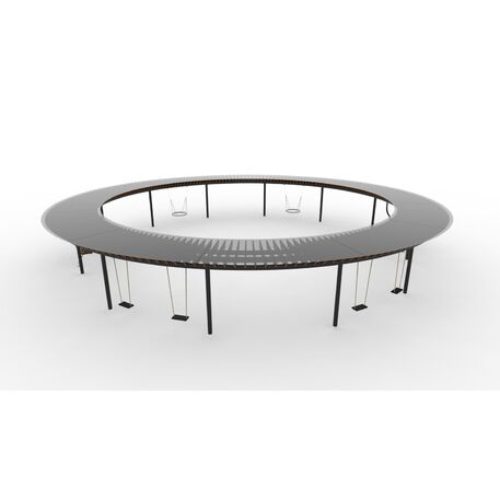 Metalinė pergolė su supynėmis ir suolais iš iroko medienos 'Premium Collection / STF/28-31-09_01/MDL'