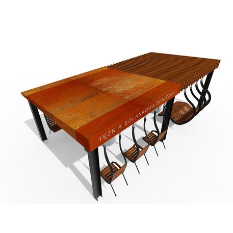 Lauko druskų kambarys (Haloterapija) su pergole, supynėmis ir suolais iš iroko medienos 'Premium Collection / STF/27-41-02_01/MDL'