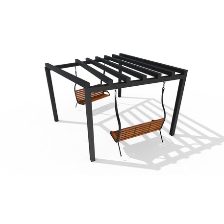 Metalinė pergolė su supynėmis iš iroko medienos 'Premium Collection / STF/25-31-05/MDL'