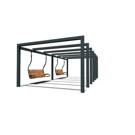 Metalinė pergolė su supynėmis iš iroko medienos 'Premium Collection / STF/25-31-05/MDL'