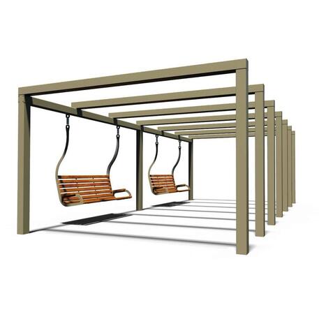 Metalinė pergolė su supynėmis iš iroko medienos 'Premium Collection / STF/25-31-05/MDL'