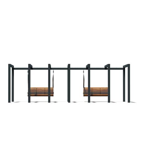 Metalinė pergolė su supynėmis iš iroko medienos 'Premium Collection / STF/25-31-05/MDL'