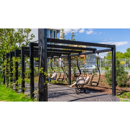 Metalinė pergolė su supynėmis iš iroko medienos 'Premium Collection / STF/25-31-05/MDL'