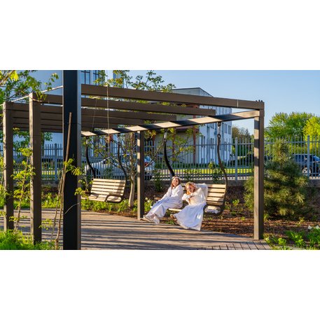 Metalinė pergolė su supynėmis iš iroko medienos 'Premium Collection / STF/25-31-05/MDL'