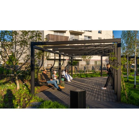 Metalinė pergolė su supynėmis iš iroko medienos 'Premium Collection / STF/25-31-05/MDL'