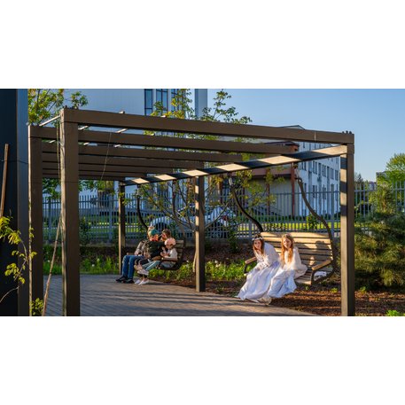 Metalinė pergolė su supynėmis iš iroko medienos 'Premium Collection / STF/25-31-05/MDL'