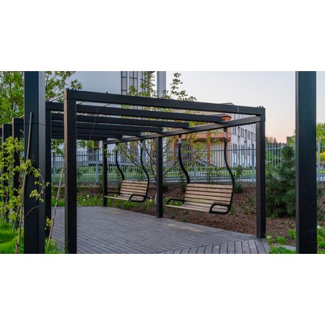 Metalinė pergolė su supynėmis iš iroko medienos 'Premium Collection / STF/25-31-05/MDL'